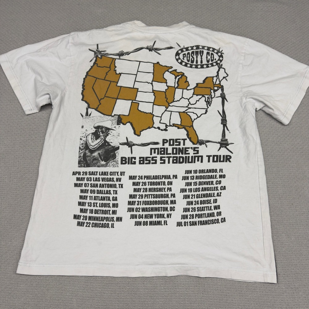 Post Malone Big Ass Stadium Tour 2023 Shirt Mens L White Posty Co Concert Tee - Picture 2 of 5